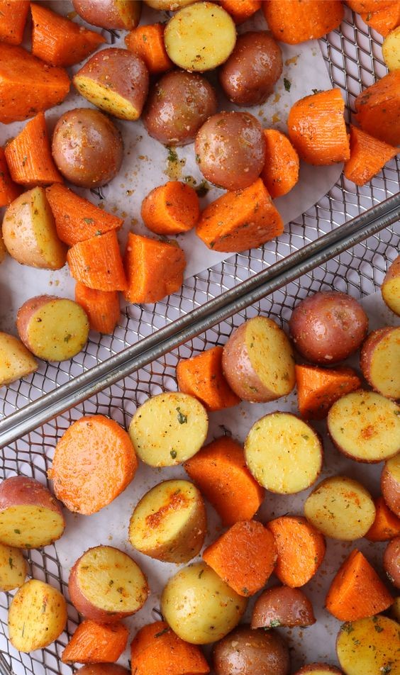 roasted air fryer carrots and potatoes