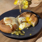 air fryer pesto bagel and egg