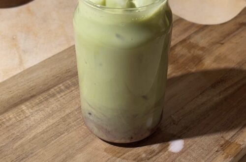 blueberry iced matcha latte