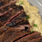 creamy mushroom orzo with steak